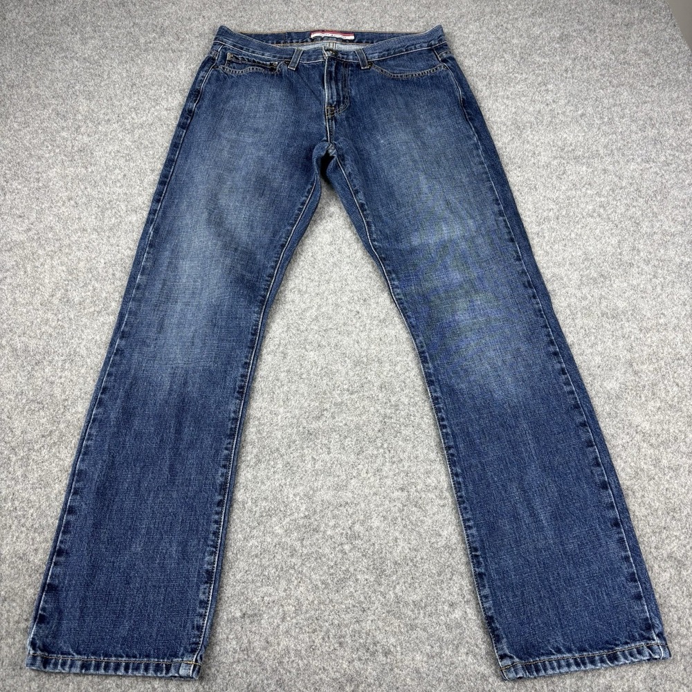 Tommy Hilfiger Jeans Mens 30x32 Straight Leg Dari Wash Blue Denim Casual Classic